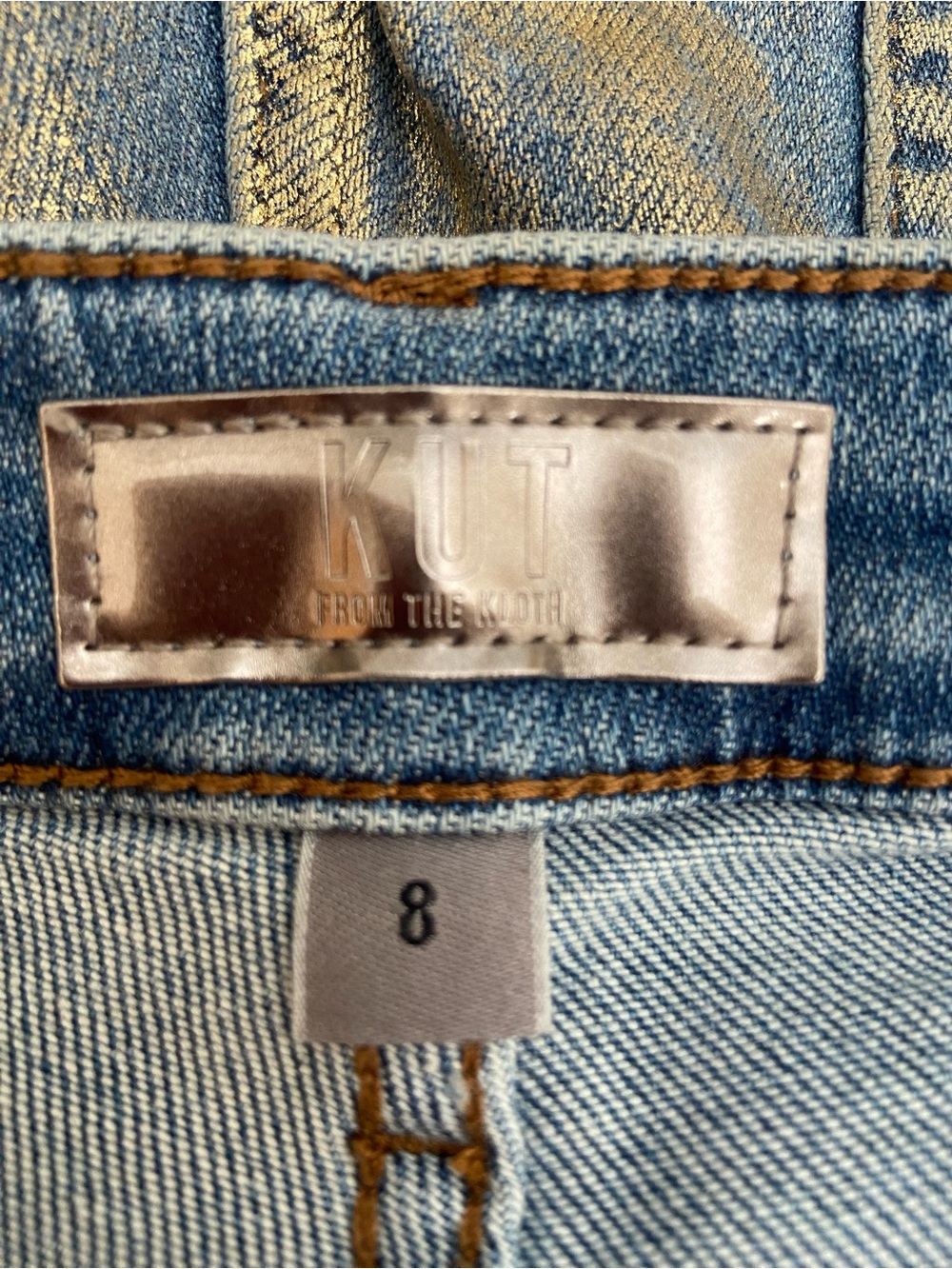 Kut from the Cloth Metallic Silver Coated Cropped Jeans - Picture 5 of 8